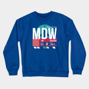 Chicago (MDW) Airport Code Baggage Tag E Crewneck Sweatshirt